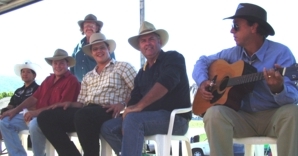 Float. L-R Julie Perandes, Nathan Charlton, Peter Coad, Matt Manning, Gary Gough, Jeff Gibson